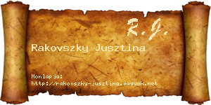 Rakovszky Jusztina névjegykártya